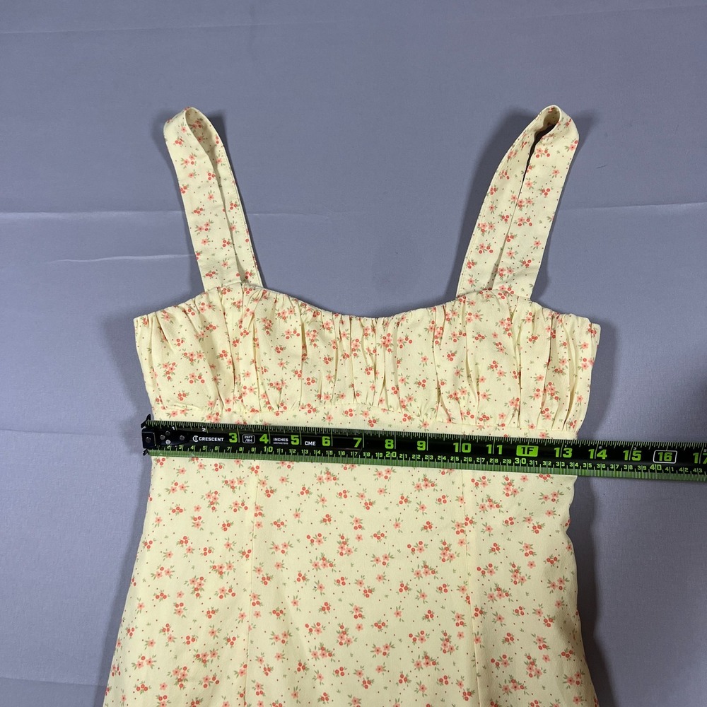 Princess Polly Freya Mini Dress Womens Beige 4 Floral Print Side Slit Sleeveless - Picture 6 of 10